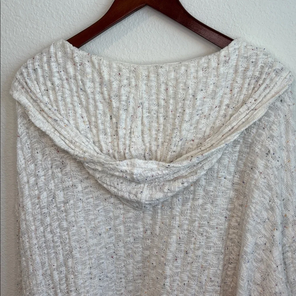 Free People Baja Babe Hacci Hooded Pullover White Multicolor Speckles Top M - Picture 12 of 13